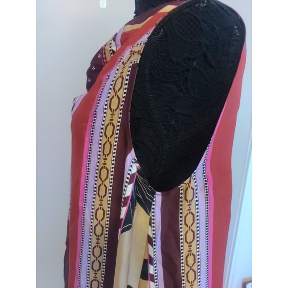 Ann Taylor Colorful Multi-print Cowl Neck Midi No Belt Dress Size L - Picture 3 of 6